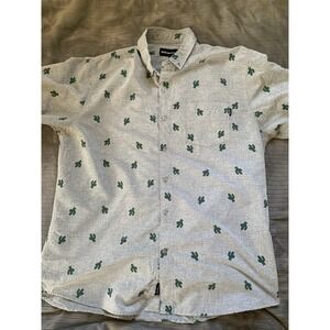 Molokai Surf Co. Shirt Men Gray Cactus Short‎ Sleeve XLarge